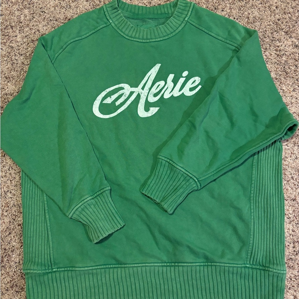 Aerie Women's Crewneck Sweater in Green